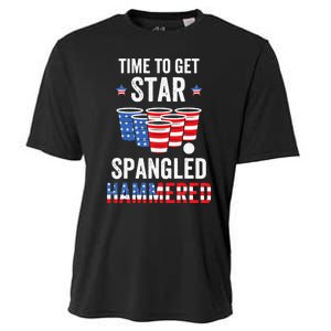 4th Of July Beer Pong Time To Get Star Spangled Hammered Cooling Performance Crew T-Shirt