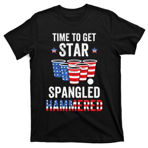 4th Of July Beer Pong Time To Get Star Spangled Hammered T-Shirt