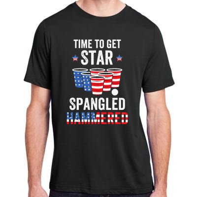 4th Of July Beer Pong Time To Get Star Spangled Hammered Adult ChromaSoft Performance T-Shirt