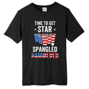 4th Of July Beer Pong Time To Get Star Spangled Hammered Tall Fusion ChromaSoft Performance T-Shirt