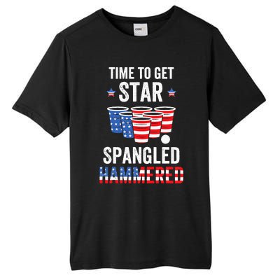 4th Of July Beer Pong Time To Get Star Spangled Hammered Tall Fusion ChromaSoft Performance T-Shirt