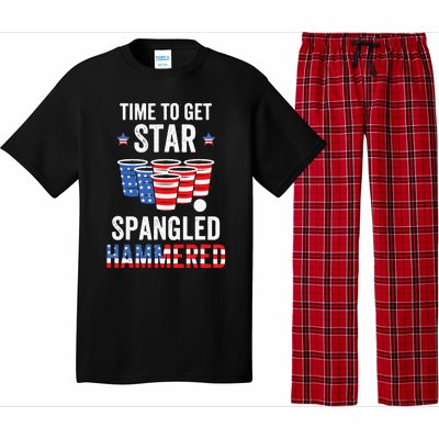 4th Of July Beer Pong Time To Get Star Spangled Hammered Pajama Set