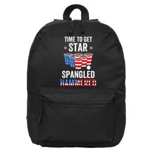 4th Of July Beer Pong Time To Get Star Spangled Hammered 16 in Basic Backpack