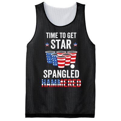 4th Of July Beer Pong Time To Get Star Spangled Hammered Mesh Reversible Basketball Jersey Tank