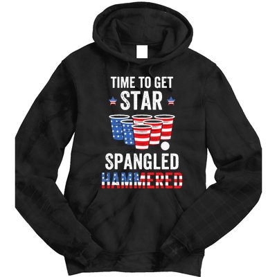 4th Of July Beer Pong Time To Get Star Spangled Hammered Tie Dye Hoodie