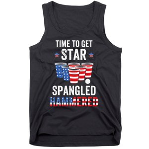 4th Of July Beer Pong Time To Get Star Spangled Hammered Tank Top