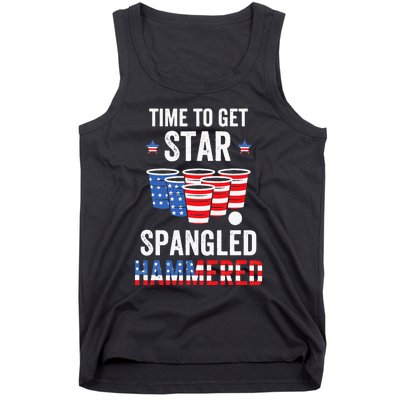 4th Of July Beer Pong Time To Get Star Spangled Hammered Tank Top