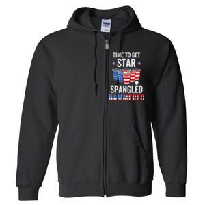 4th Of July Beer Pong Time To Get Star Spangled Hammered Full Zip Hoodie