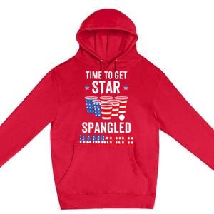 4th Of July Beer Pong Time To Get Star Spangled Hammered Premium Pullover Hoodie