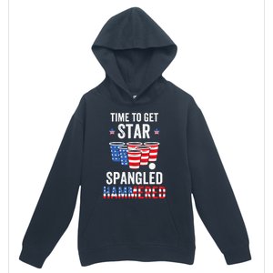 4th Of July Beer Pong Time To Get Star Spangled Hammered Urban Pullover Hoodie