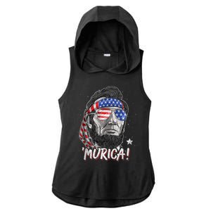 4th Of July Bald Eagle Mullet Murica Usa Usa Merica Ladies PosiCharge Tri-Blend Wicking Draft Hoodie Tank