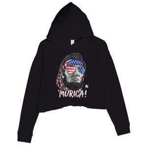 4th Of July Bald Eagle Mullet Murica Usa Usa Merica Crop Fleece Hoodie