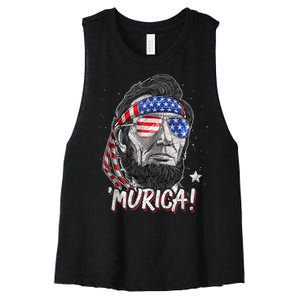 4th Of July Bald Eagle Mullet Murica Usa Usa Merica Women's Racerback Cropped Tank