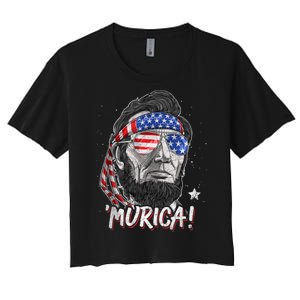 4th Of July Bald Eagle Mullet Murica Usa Usa Merica Women's Crop Top Tee