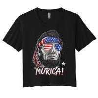 4th Of July Bald Eagle Mullet Murica Usa Usa Merica Women's Crop Top Tee