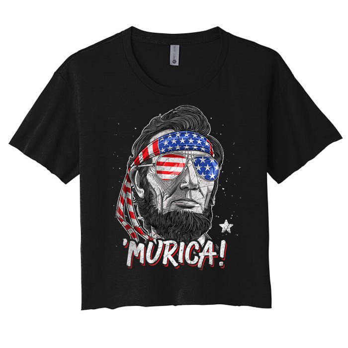 4th Of July Bald Eagle Mullet Murica Usa Usa Merica Women's Crop Top Tee