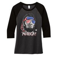 4th Of July Bald Eagle Mullet Murica Usa Usa Merica Women's Tri-Blend 3/4-Sleeve Raglan Shirt