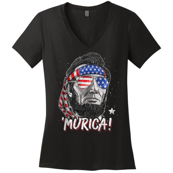 4th Of July Bald Eagle Mullet Murica Usa Usa Merica Women's V-Neck T-Shirt