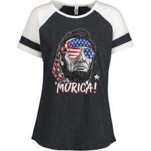 4th Of July Bald Eagle Mullet Murica Usa Usa Merica Enza Ladies Jersey Colorblock Tee