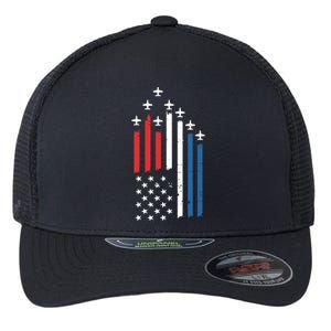 4th Of July Jets American Flag Flexfit Unipanel Trucker Cap