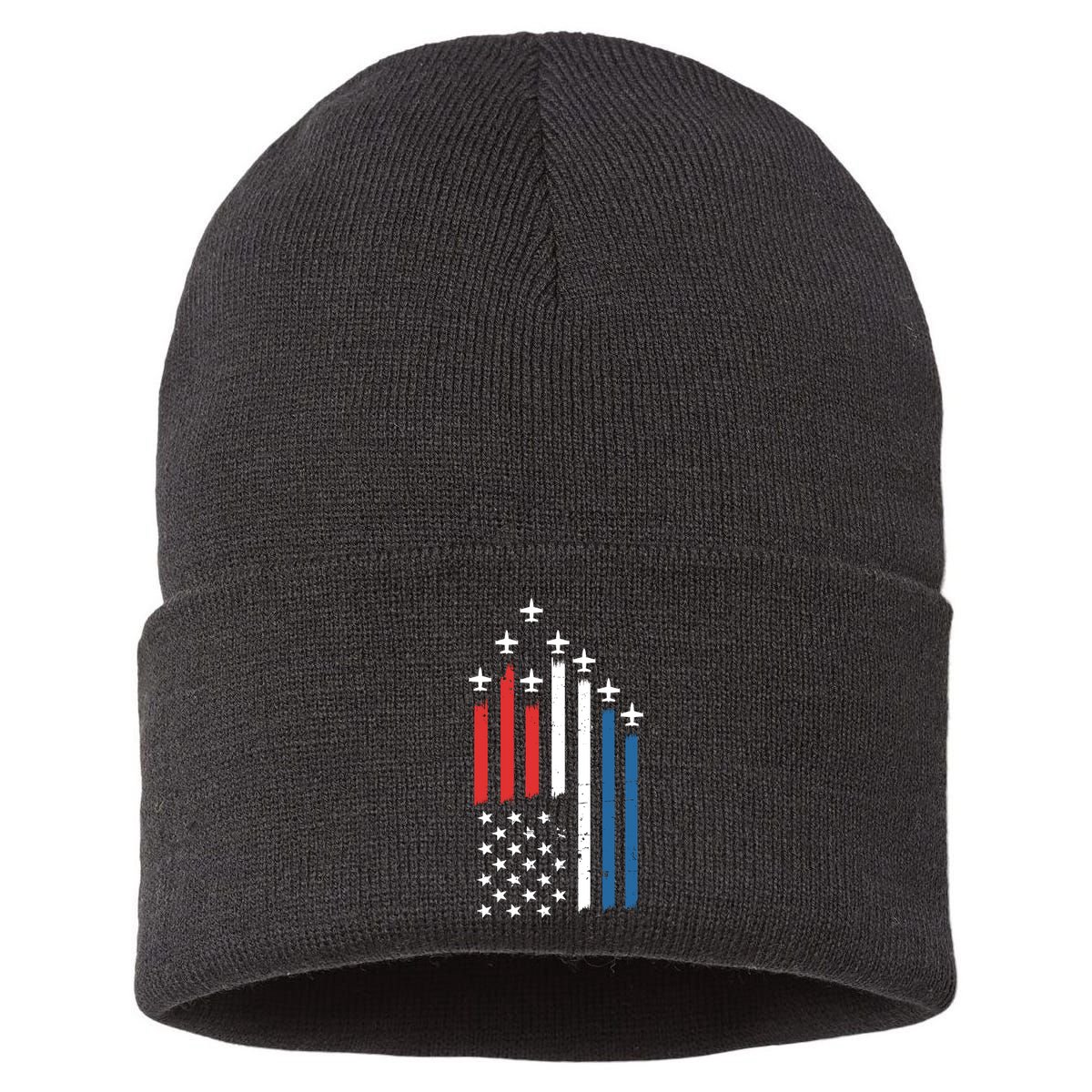 4th Of July Jets American Flag Sustainable Knit Beanie