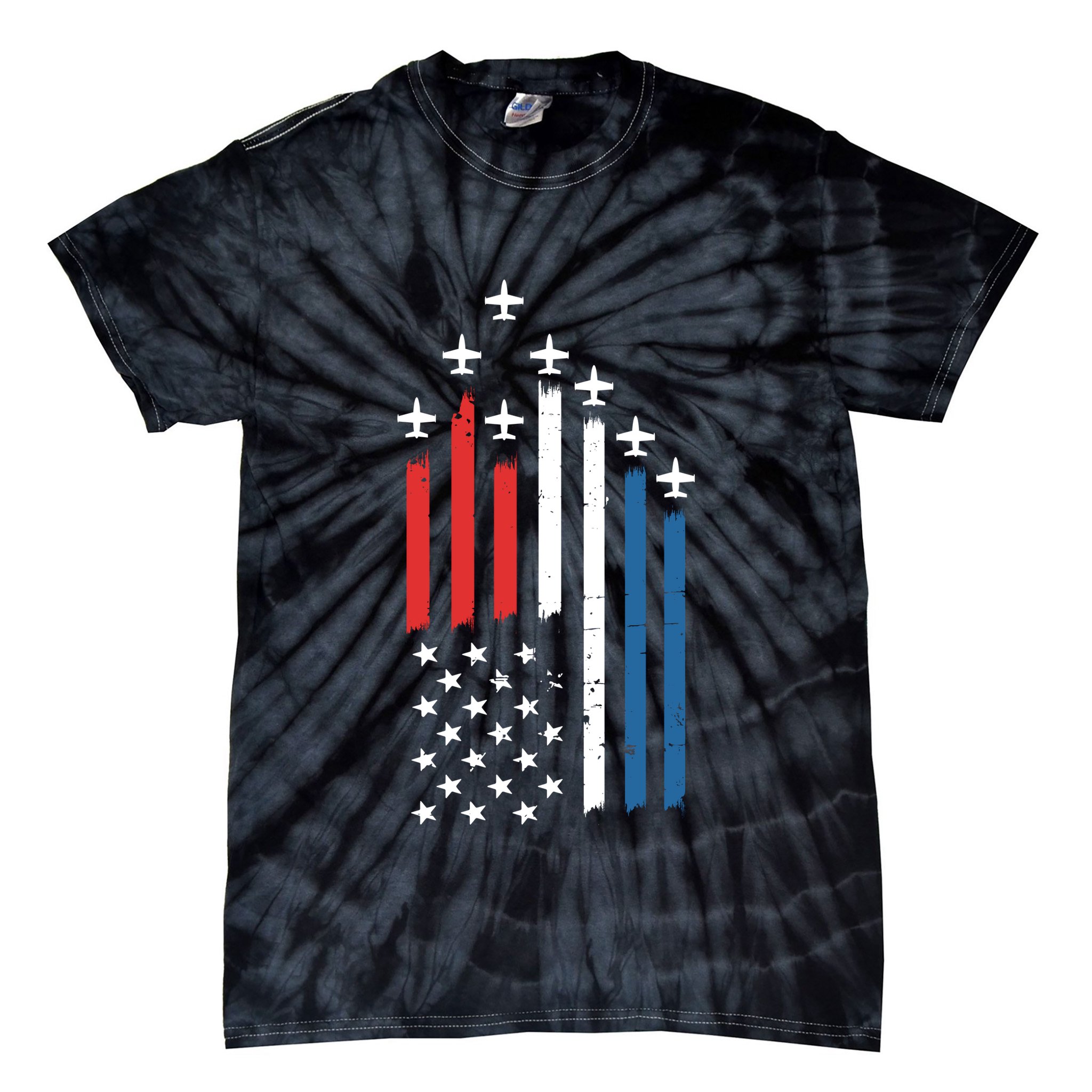 4th Of July Jets American Flag Tie-Dye T-Shirt