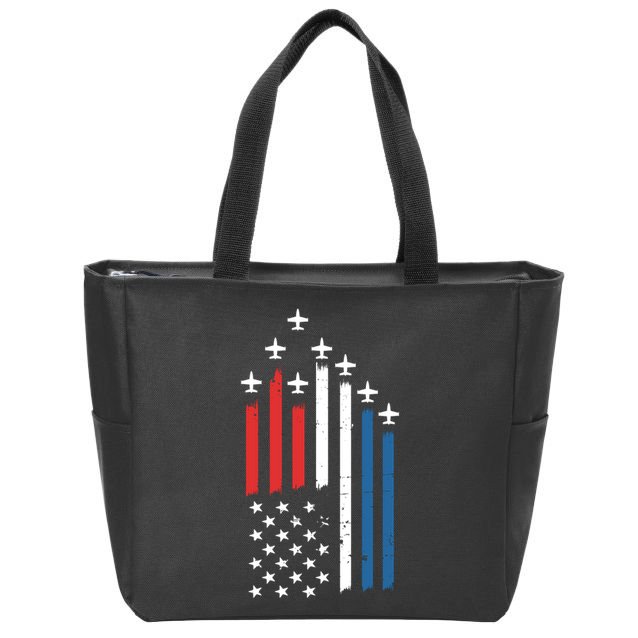 4th Of July Jets American Flag Zip Tote Bag