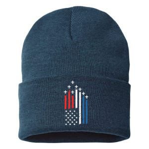 4th Of July Jets American Flag Sustainable Knit Beanie