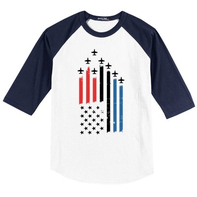 4th Of July Jets American Flag Baseball Sleeve Shirt