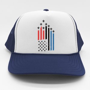 4th Of July Jets American Flag Trucker Hat