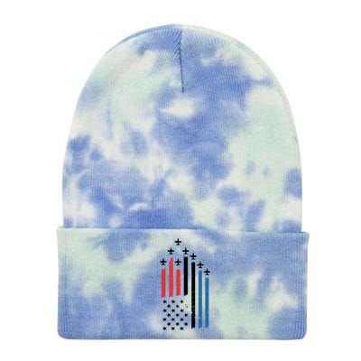 4th Of July Jets American Flag Tie Dye 12in Knit Beanie