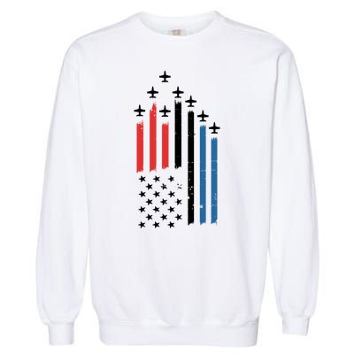 4th Of July Jets American Flag Garment-Dyed Sweatshirt