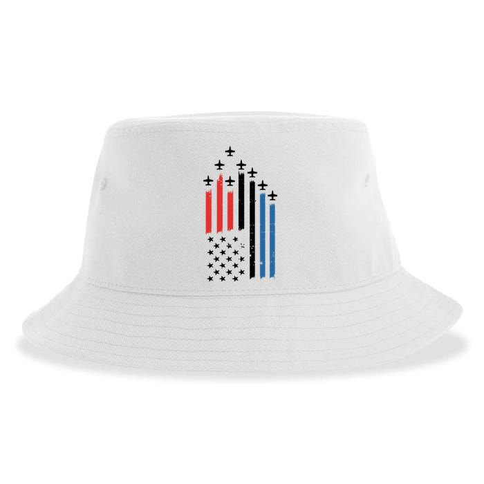 4th Of July Jets American Flag Sustainable Bucket Hat