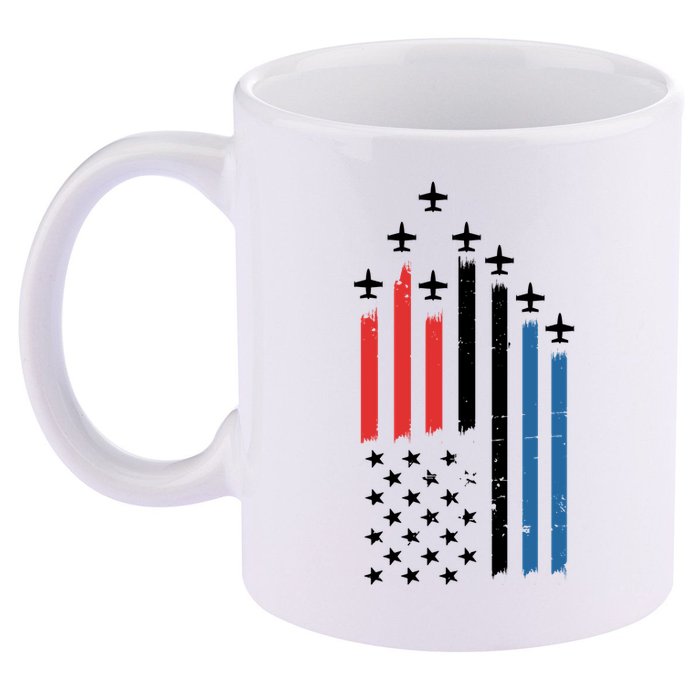 4th Of July Jets American Flag 11oz C Handle Ceramic Mug