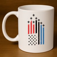 4th Of July Jets American Flag 11oz C Handle Ceramic Mug