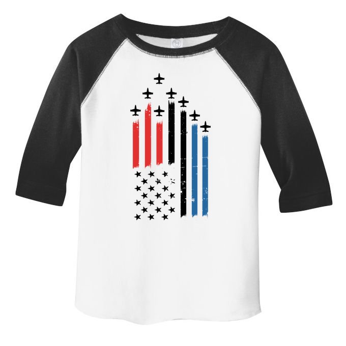 4th Of July Jets American Flag Toddler Fine Jersey T-Shirt