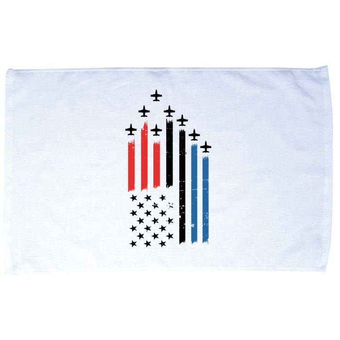 4th Of July Jets American Flag Microfiber Hand Towel