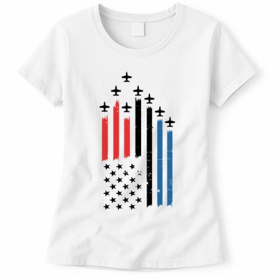 4th Of July Jets American Flag Womens T-Shirt