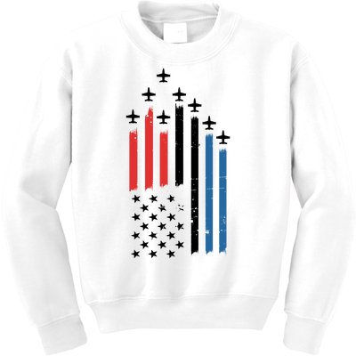 4th Of July Jets American Flag Kids Sweatshirt