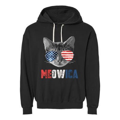 4th Of July Bald Eagle Mullet Meowica Usa Usa Merica Garment-Dyed Fleece Hoodie