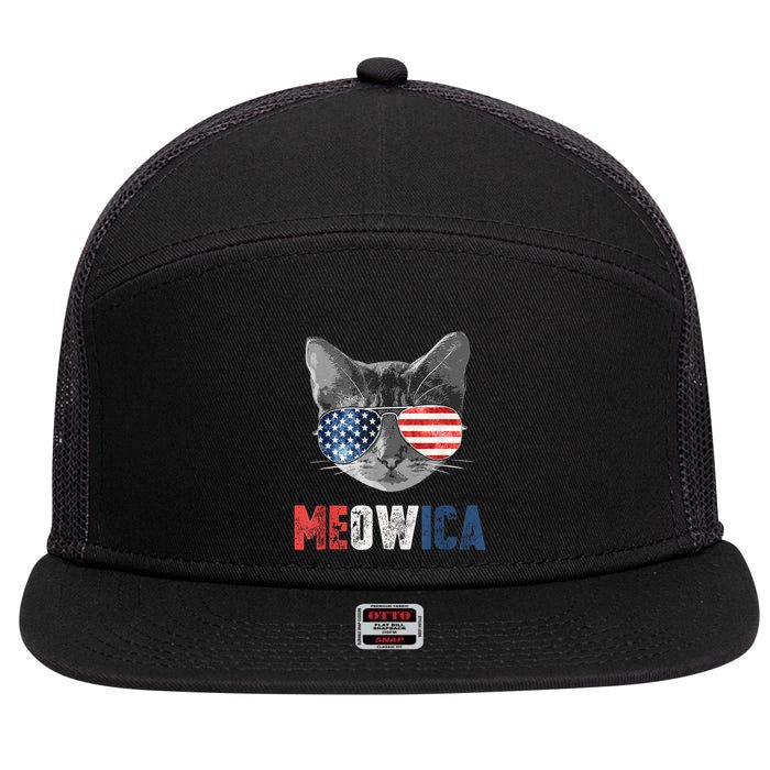 4th Of July Bald Eagle Mullet Meowica Usa Usa Merica 7 Panel Mesh Trucker Snapback Hat