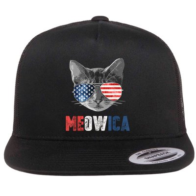 4th Of July Bald Eagle Mullet Meowica Usa Usa Merica Flatbill Hat
