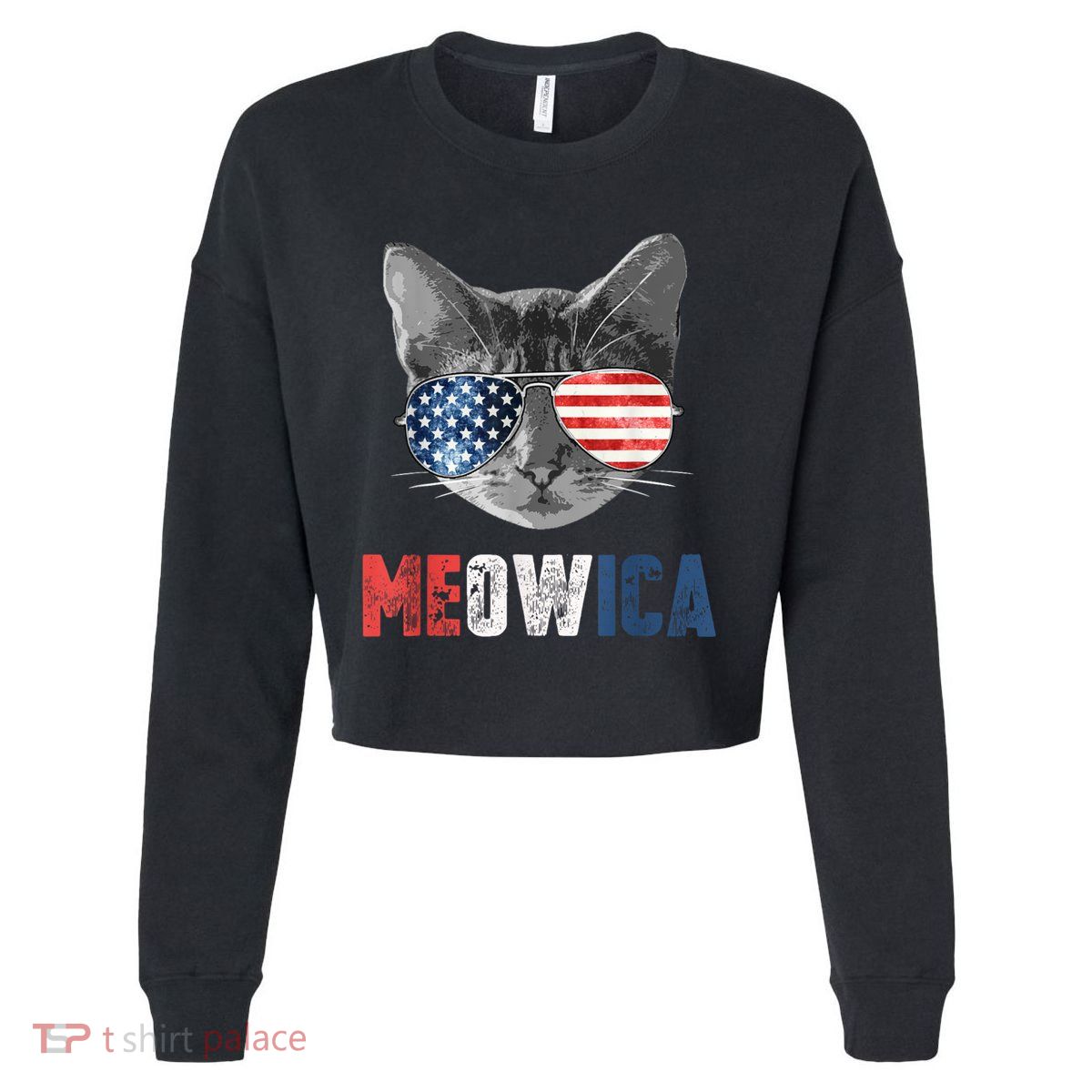 4th Of July Bald Eagle Mullet Meowica Usa Usa Merica Cropped Pullover Crew