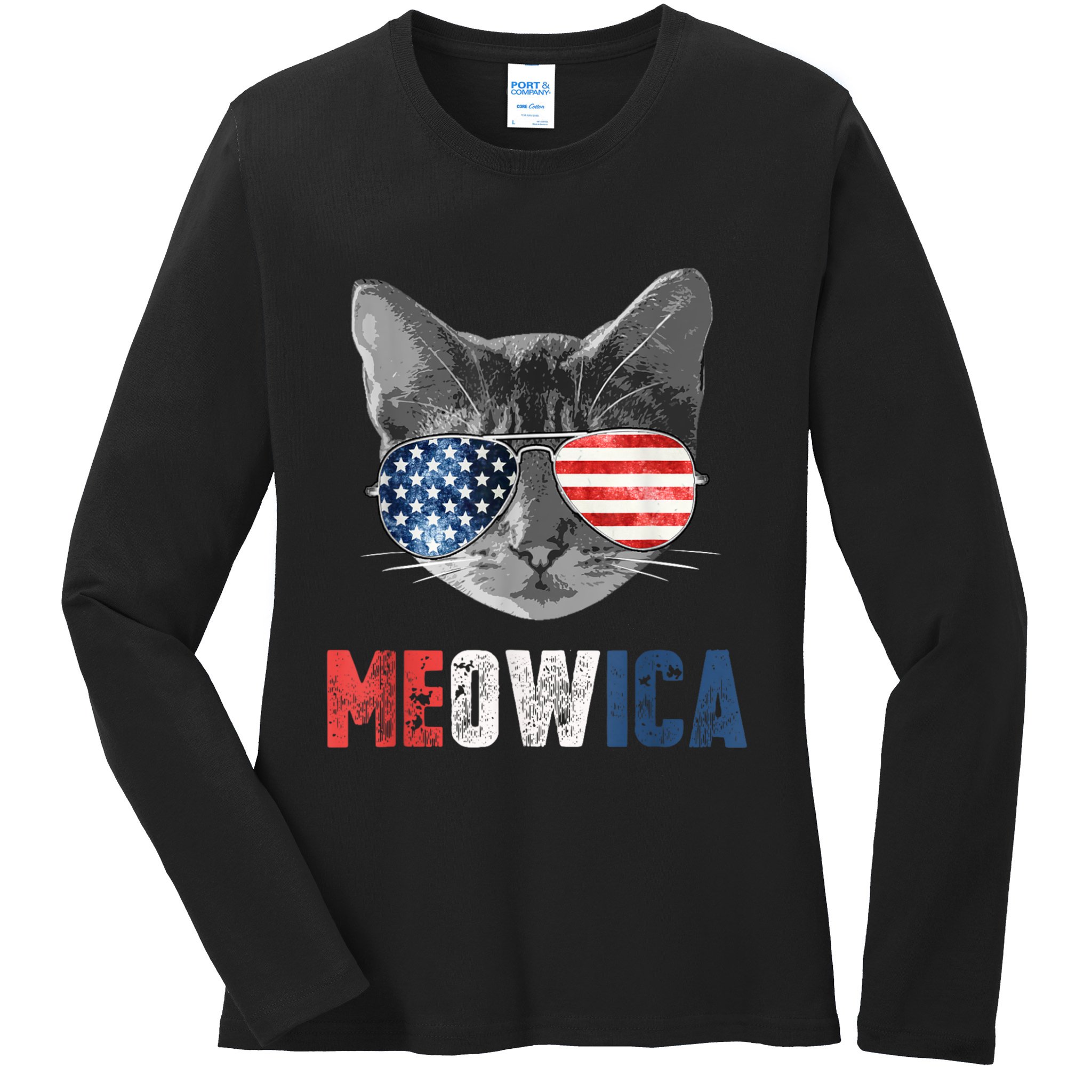 4th Of July Bald Eagle Mullet Meowica Usa Usa Merica Ladies Long Sleeve Shirt