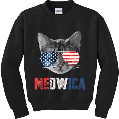 4th Of July Bald Eagle Mullet Meowica Usa Usa Merica Kids Sweatshirt