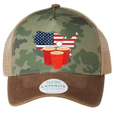 4th Of July I Beer Pong American Flag I College Party Legacy Tie Dye Trucker Hat