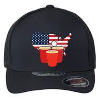 4th Of July I Beer Pong American Flag I College Party Flexfit Unipanel Trucker Cap