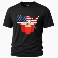 4th Of July I Beer Pong American Flag I College Party Cooling Performance Crew T-Shirt