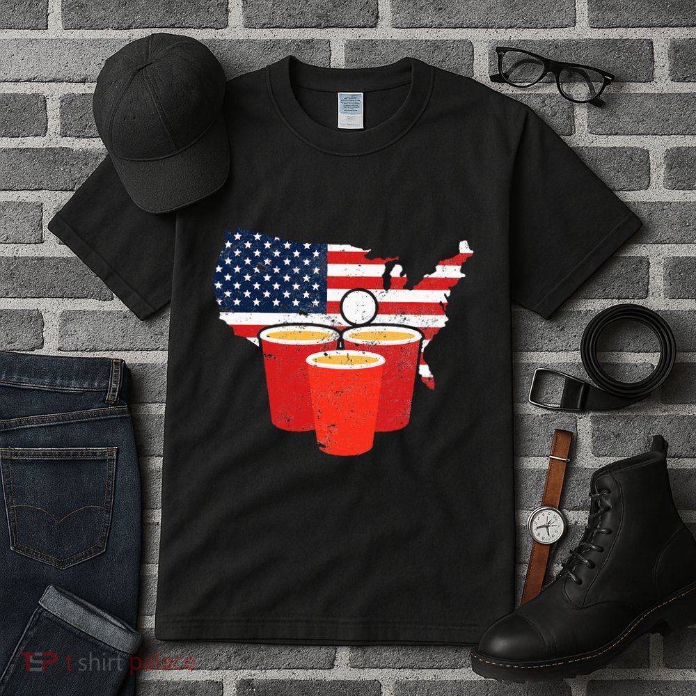 4th Of July I Beer Pong American Flag I College Party Tall T-Shirt