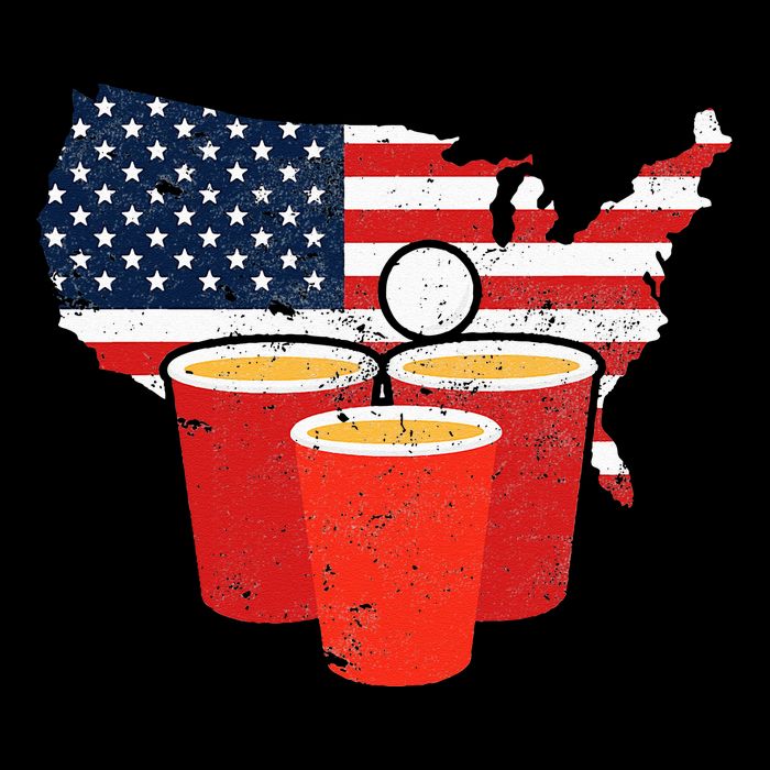4th Of July I Beer Pong American Flag I College Party Button